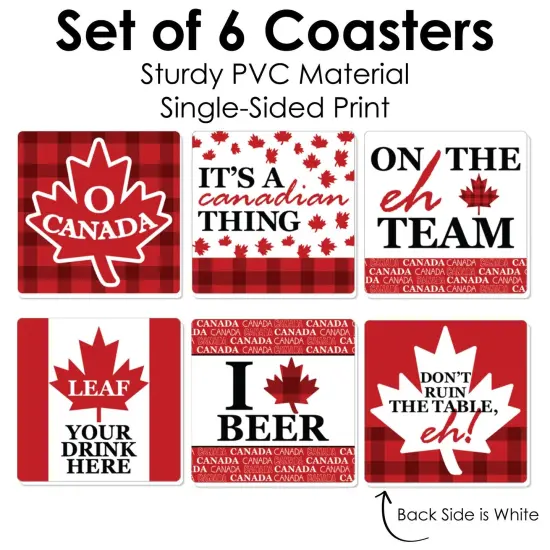 Big Dot of Happiness Canada Day - Funny Canadian Party Decorations - Drink Coasters - Set of 6 {6}
