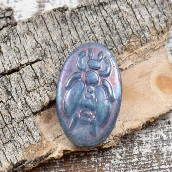 *4* 22x18mm Denim Blue Nebula Bumblebee Oval Beads {4}
