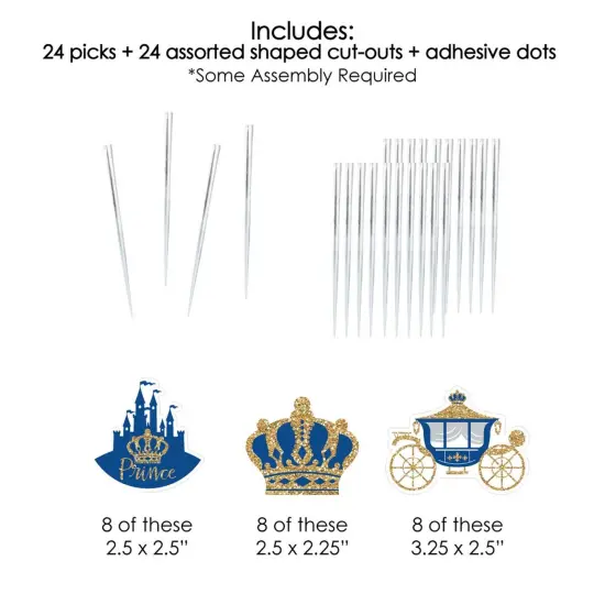 Big Dot of Happiness Royal Prince Charming - Dessert Cupcake Toppers - Baby Shower or Birthday Party Clear Treat Picks - Set of 24 {7}