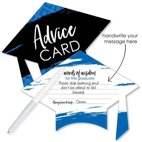 Big Dot of Happiness Blue Grad - Best is Yet to Come - Royal Blue Grad Cap Wish Card Grad Party Activities - Shaped Advice Cards Games - Set of 20 {3}