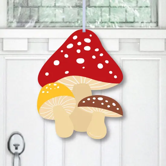Big Dot of Happiness Wild Mushrooms - Hanging Porch Red Toadstool Decor and Party Outdoor Decorations - Front Door Decor - 1 Piece Sign {1}