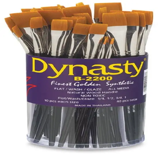 Dynasty Finest Golden Synthetic Brush Set - Flat, Set of 40 {2}