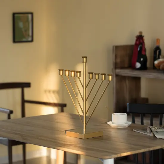 Nine Branch Electric Chabad Judaica Chanukah Menorah with LED Candle Design Candlestick Black {9}