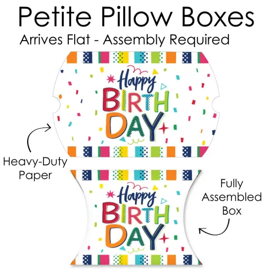 Big Dot of Happiness Cheerful Happy Birthday - Favor Gift Boxes - Colorful Birthday Party Petite Pillow Boxes - Set of 20 {7}