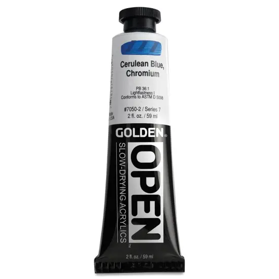 Golden Open Acrylics - Cerulean Blue Chromium, 2 oz Tube {1}