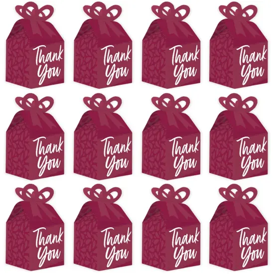 Big Dot of Happiness Burgundy Elegantly Simple - Square Favor Gift Boxes - Guest Party Favors Bow Boxes - Set of 12 {6}