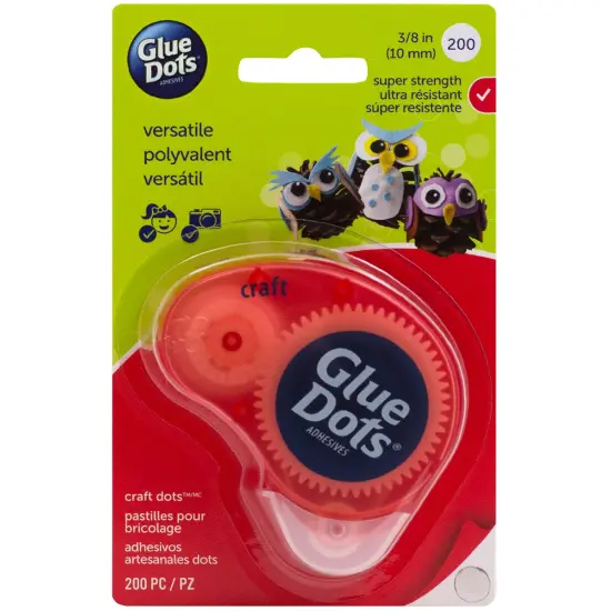 Glue Dots Clear Dot Disposable Dispenser-Craft .375" 200/Pkg {1}