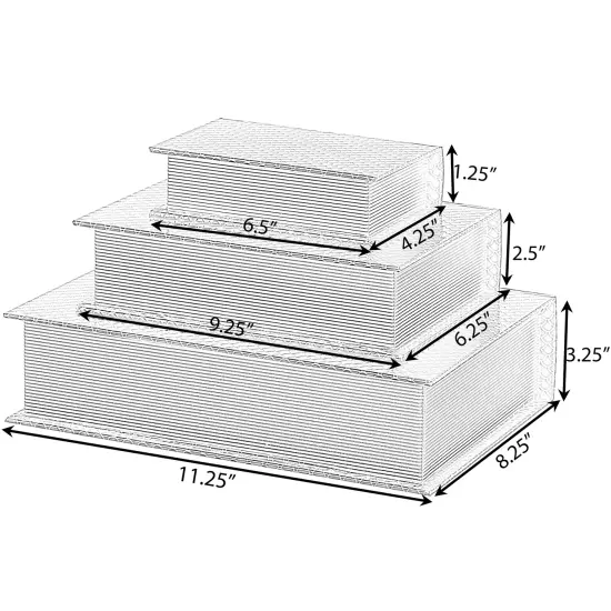 Set of 3 Velvet Vintage Storage Wooden Antique Classic Decorative Book Box Holder Black {4}