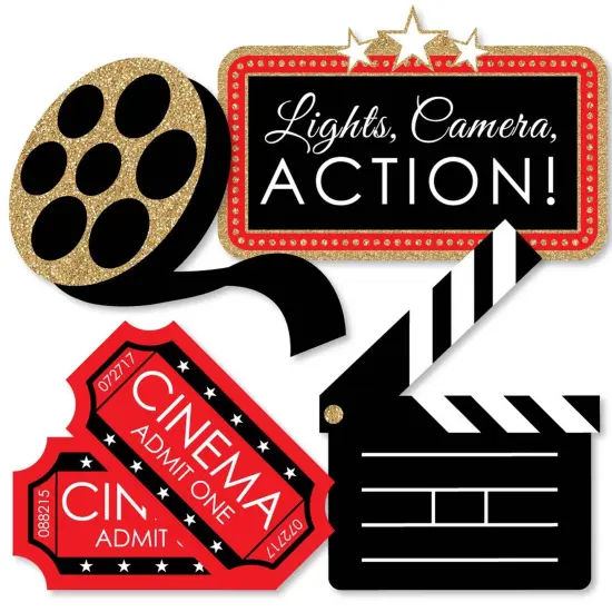 Big Dot of Happiness Red Carpet - Clapboard, Movie Tickets and Film Reel Decorations DIY Movie Night Party Essentials - Set of 20 {3}