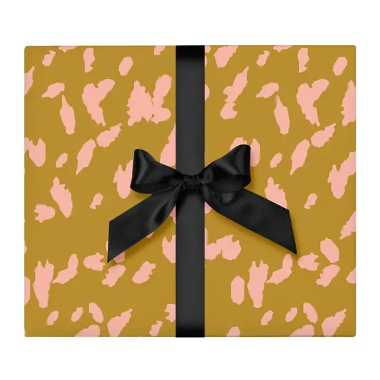 Wrapping Paper - Mustard & Pink Spots - 3 Sheets {1}