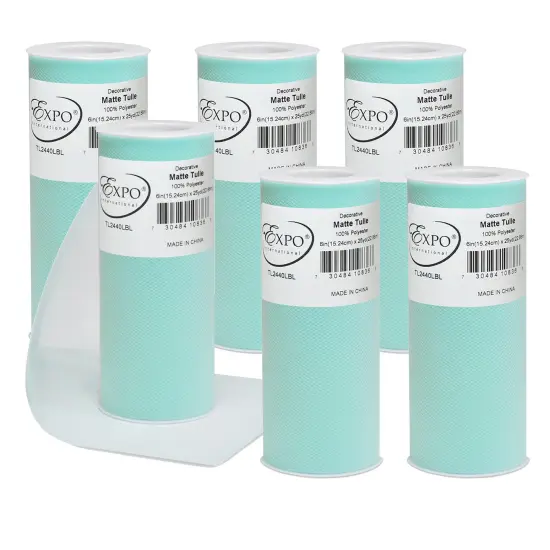 Pack of 6 Decorative Matte Tulle Spool of 6 Inch X 25 Yards Light Blue {1}