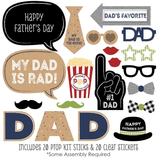 Big Dot of Happiness My Dad is Rad - Father's Day Photo Booth Props Kit - 20 Count {3}