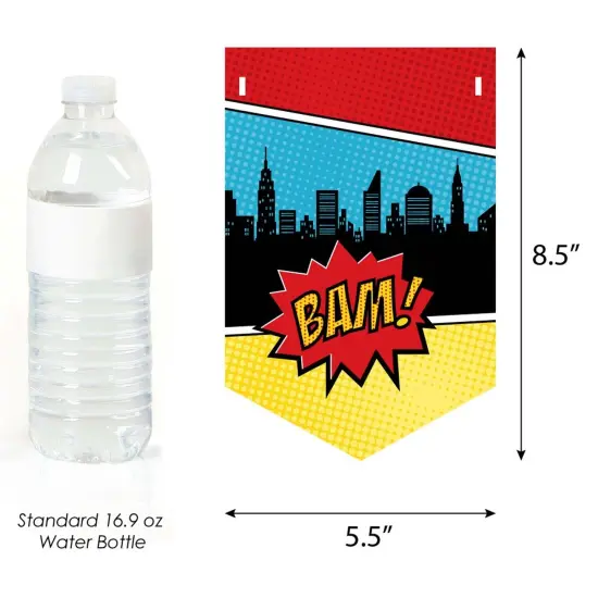 Big Dot of Happiness Bam Superhero - Baby Shower or Birthday Party Bunting Banner - Party Decorations - Superheroes Unite {3}