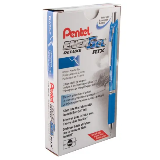 EnerGel RTX Retractable Liquid Gel Pen, (0.5mm) Needle Tip, Fine Line, Blue Ink {2}