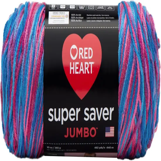 Red Heart Super Saver Jumbo Bonbon Yarn - 2 Pack of 283g/10oz - Acrylic - 4 Medium (Worsted) - 482 Yards - Knitting/Crochet {2}