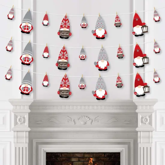 Big Dot of Happiness Christmas Gnomes - Holiday Party Decorations - Clothespin Garland Banner - 44 Pc {4}