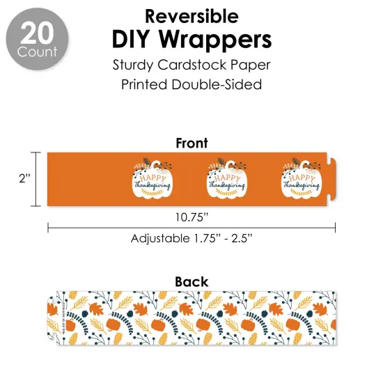 Big Dot of Happiness Happy Thanksgiving - Fall Harvest Party Favors and Cupcake Kit - Fabulous Favor Party Pack - 100 Pieces {4}