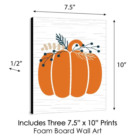 Big Dot of Happiness Happy Thanksgiving - Grateful and Blessed Wall Art, Pumpkin Room Decor and Fall Decorations - 7.5 x 10 inches - Set of 3 Prints {6}