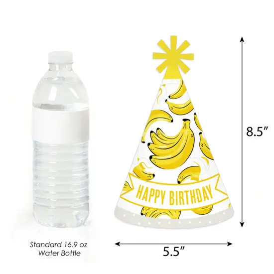 Big Dot of Happiness Let&rsquo;s Go Bananas - Cone Happy Birthday Party Hats for Kids and Adults - Set of 8 (Standard Size) {4}