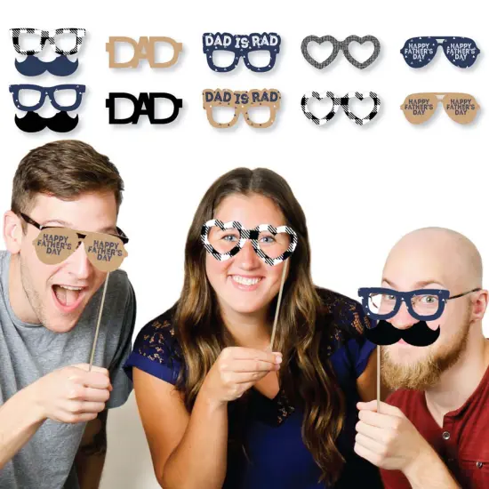 Big Dot of Happiness My Dad is Rad Glasses - Paper Card Stock Father's Day Photo Booth Props Kit - 10 Count {3}