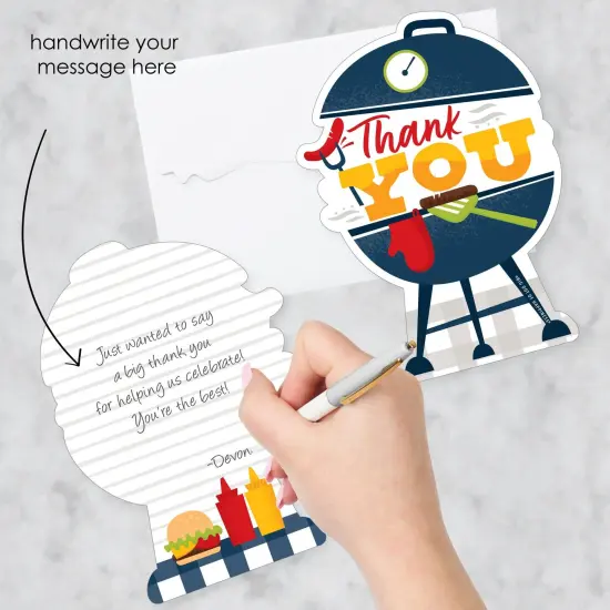 Big Dot of Happiness Fire Up the Grill - Shaped Thank You Cards - Summer BBQ Picnic Party Thank You Note Cards with Envelopes - Set of 12 {3}