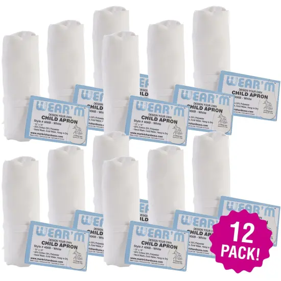 Multipack of 12 - Child Apron 12"X19"-White {1}