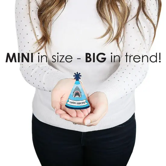 Big Dot of Happiness Shark Zone - Mini Cone Jawsome Party or Birthday Party Hats - Small Little Party Hats - Set of 8 {4}