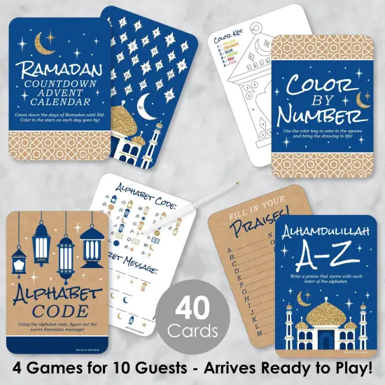Big Dot of Happiness Ramadan - 4 Eid Mubarak Party Games - 10 Cards Each - Gamerific Bundle {3}