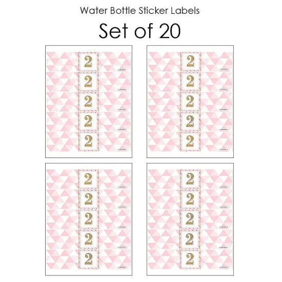 Big Dot of Happiness 2nd Birthday Girl - Two Much Fun - Second Birthday Party Water Bottle Sticker Labels - Set of 20 {4}