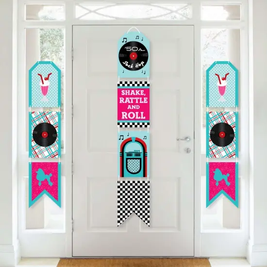 Big Dot of Happiness 50's Sock Hop - Hanging Vertical Paper Door Banners - 1950s Rock N Roll Party Wall Decoration Kit - Indoor Door Decor {1}