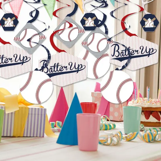 Big Dot of Happiness Batter Up - Baseball - Baby Shower or Birthday Party Hanging Decor - Party Decoration Swirls - Set of 40 {3}