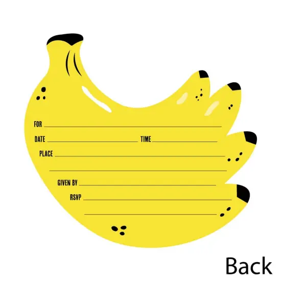Big Dot of Happiness Let's Go Bananas - Shaped Fill-in Invitations - Tropical Party Invitation Cards with Envelopes - Set of 12 {4}