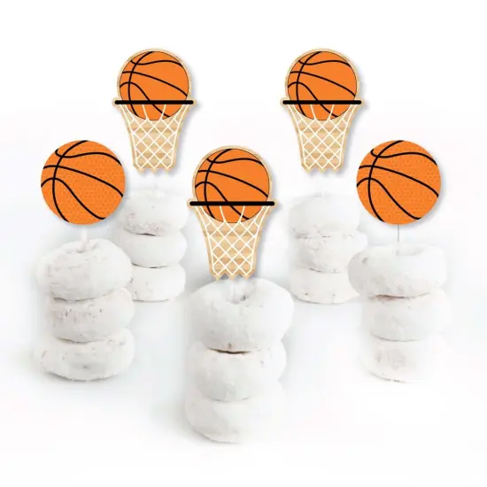 Big Dot of Happiness Nothin' but Net - Basketball - Dessert Cupcake Toppers - Baby Shower or Birthday Party Clear Treat Picks - Set of 24 {3}
