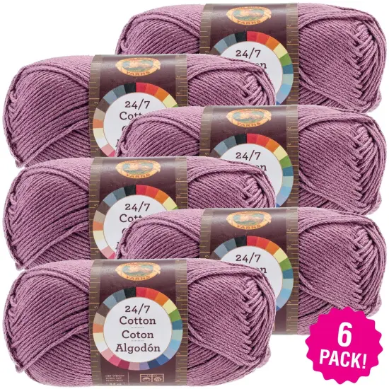 (6 Pack) Lion Brand 24/7 Cotton Yarn - Lilac {1}