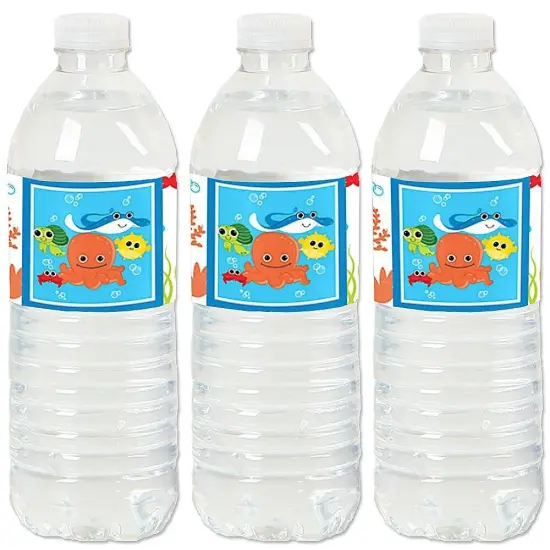 Big Dot of Happiness Under the Sea Critters - Baby Shower or Birthday Party Water Bottle Sticker Labels - Set of 20 {1}