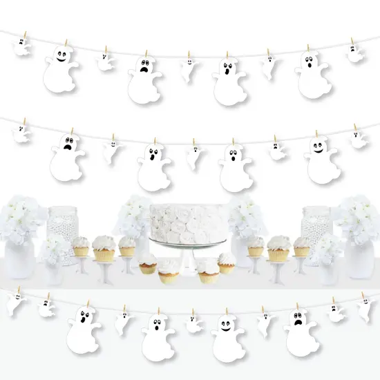 Big Dot of Happiness Spooky Ghost - Halloween Party DIY Decorations - Clothespin Garland Banner - 44 Pieces {1}