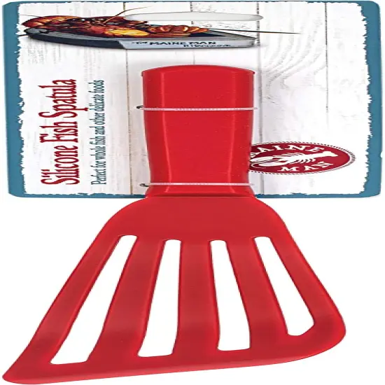Maine Man Angled Fish Turner Slotted Spatula Silicone Stainless Steel 11" Red {3}