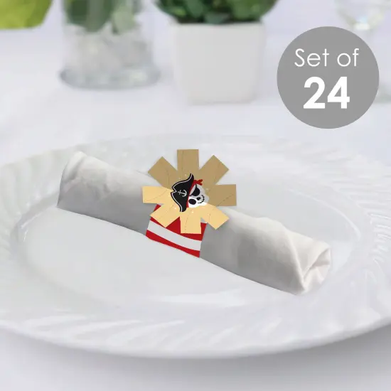 Big Dot of Happiness Pirate Ship Adventures - Skull Birthday Party Paper Napkin Holder - Napkin Rings - Set of 24 {3}