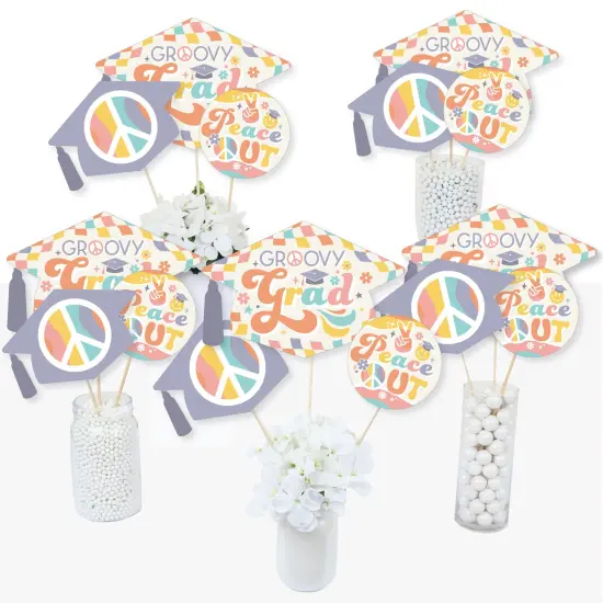 Big Dot of Happiness Groovy Grad - Hippie Graduation Party Centerpiece Sticks - Table Toppers - Set of 15 {4}