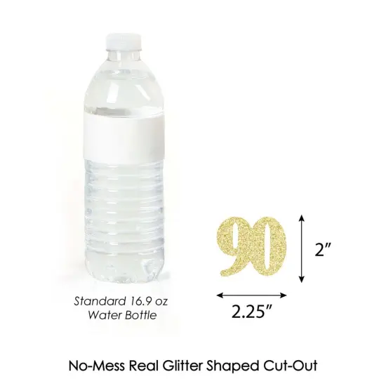 Big Dot of Happiness Gold Glitter 90 - No-Mess Real Gold Glitter Cut-Out Numbers - 90th Birthday Party Confetti - Set of 24 {4}
