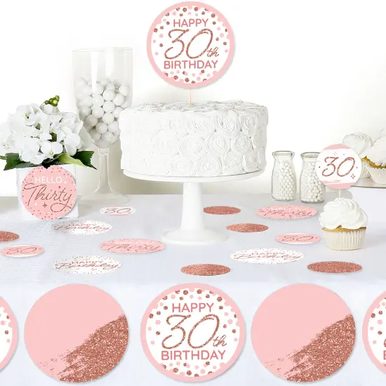 Big Dot of Happiness 30th Pink Rose Gold Birthday - Happy Birthday Party Giant Circle Confetti - Party Decorations - Large Confetti 27 Count {6}