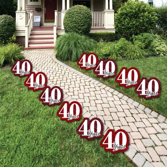 Big Dot of Happiness We Still Do - 40th Wedding Anniversary Lawn Decorations - Outdoor Anniversary Party Yard Decorations - 10 Piece {1}