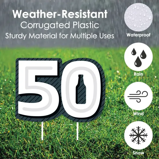 Big Dot of Happiness Cheers and Beers to 50 Years - Yard Sign and Outdoor Lawn Decorations - 50th Birthday Party Yard Signs - Set of 8 {4}