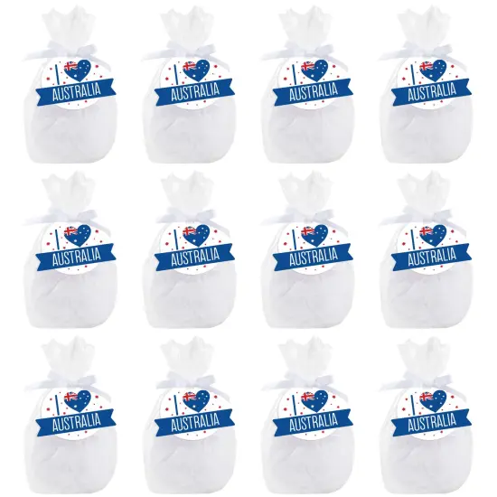 Big Dot of Happiness Australia Day - G&rsquo;Day Mate Aussie Party Clear Goodie Favor Bags - Treat Bags With Tags - Set of 12 {7}