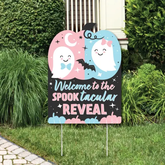 Big Dot of Happiness Boo-y or Ghoul - Party Decorations - Halloween Gender Reveal Party Welcome Yard Sign {1}