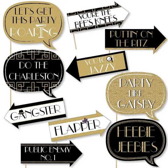 Big Dot of Happiness Funny Roaring 20's - Twenties Art Deco Jazz Photo Booth Props Kit - 10 Piece {1}