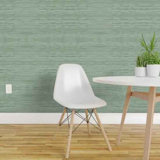 Pre-Pasted Wallpaper 2FT Wide Sage Green Simple Coastal Nautical Neutral Custom Pre-pasted Wallpaper by Spoonflower {1}