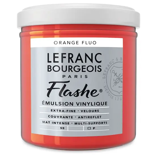 Lefranc & Bourgeois Flashe Vinyl Paint - Fluorescent Orange, 125 ml jar {2}
