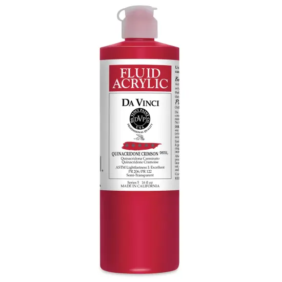 Da Vinci Fluid Acrylics - Quinacridone Crimson, 16 oz bottle {1}