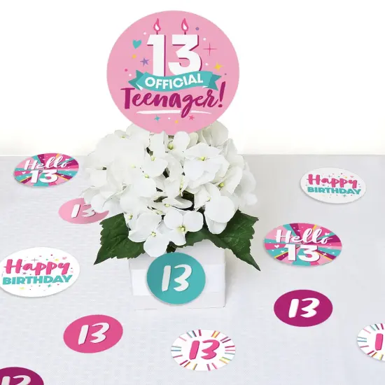 Big Dot of Happiness Girl 13th Birthday - Official Teenager Birthday Party Giant Circle Confetti - Party Decorations - Large Confetti 27 Count {7}
